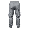 thumbnail image 6 of Cargo Sweatpants for Men with Cuffed Hem Drawstring Solid Color Pants Elastic Waist Comfortable Jogger Outdoor Pants, 6 of 7