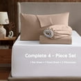 thumbnail image 2 of Clara Clark King Sheets Set, Hotel Luxury 4 PIece Deep Pocket Sheets, Ultra Soft Microfiber Bed Sheets Set, Taupe, 2 of 8