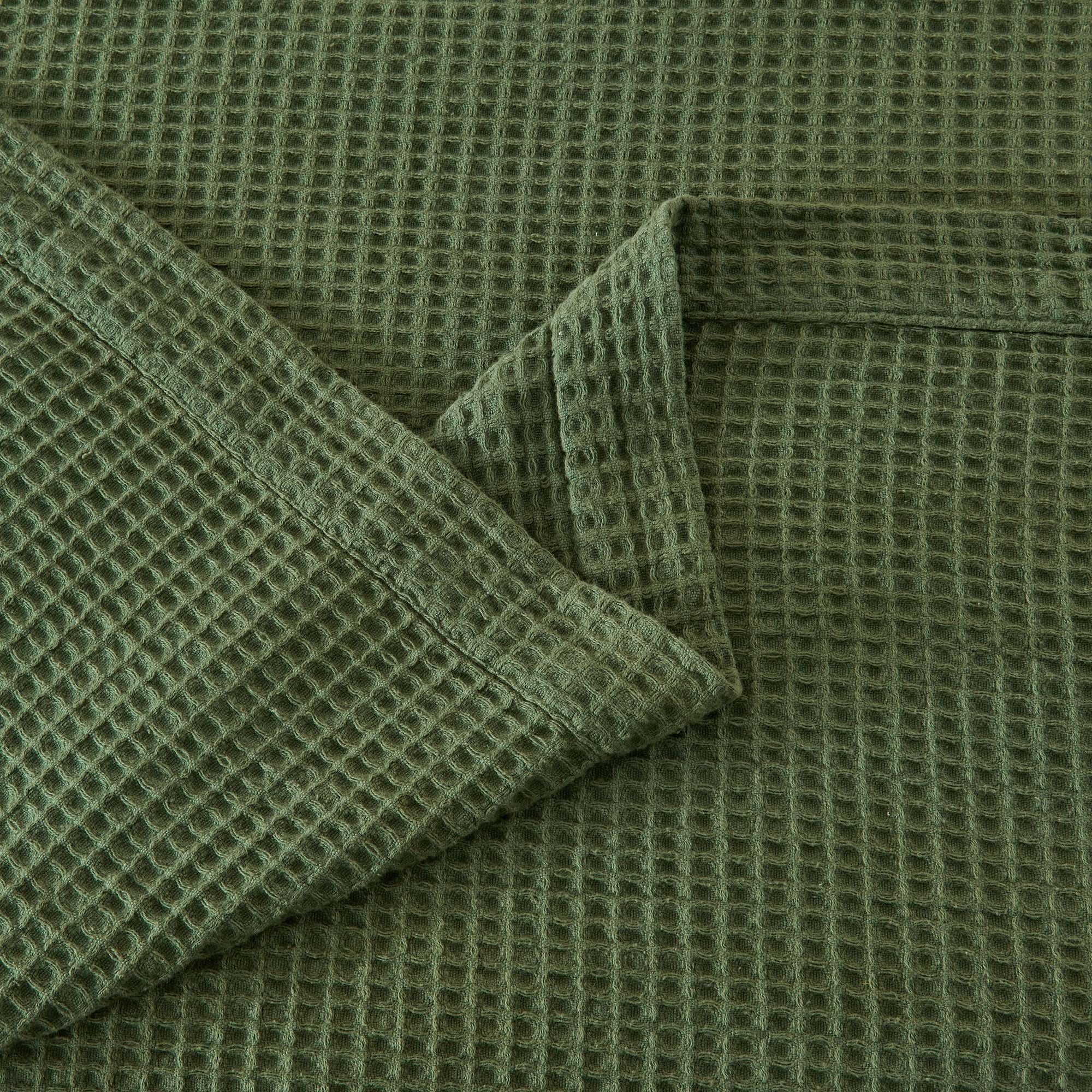 Great Bay Home All-Season Waffle Cotton Bed Blanket 90x90 (Full / Queen, Forest Green)