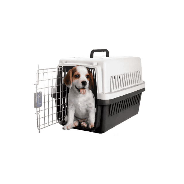 Jaula Transportadora Portátil para Mascota Blanca con NEGRO