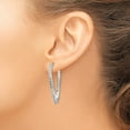 thumbnail image 3 of 14k White Gold Diamond Fascination Oval Twist Hinged Hoop Earrings - 40mm Natural Diamonds, 3 of 6