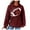 Wine, variant on felwors Women's Oversized Waffle Knit Hoodie with Football & Heart Graphic - Casual Kangaroo Pocket Sweatshirt Grey, XL