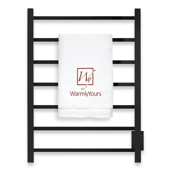 Heated Towel Rack – Matte Black Wall Mounted Towel Warmer for Luxurious Bathroom Spa-Like Comfort, 7-Bars, 75 Watts Electric Hardwired UL Certified Safe, WarmlyYours Tahoe