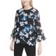 thumbnail image 1 of Blusa de Manga acampanada Calvin Klein para mujer negro extragrande Pull-over, 1 of 1