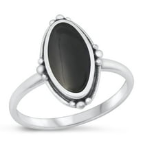 CHOOSE YOUR COLOR Black Simulated Agate Bali Cocktail Ring .925 Sterling Silver Band CZ Female Size 9