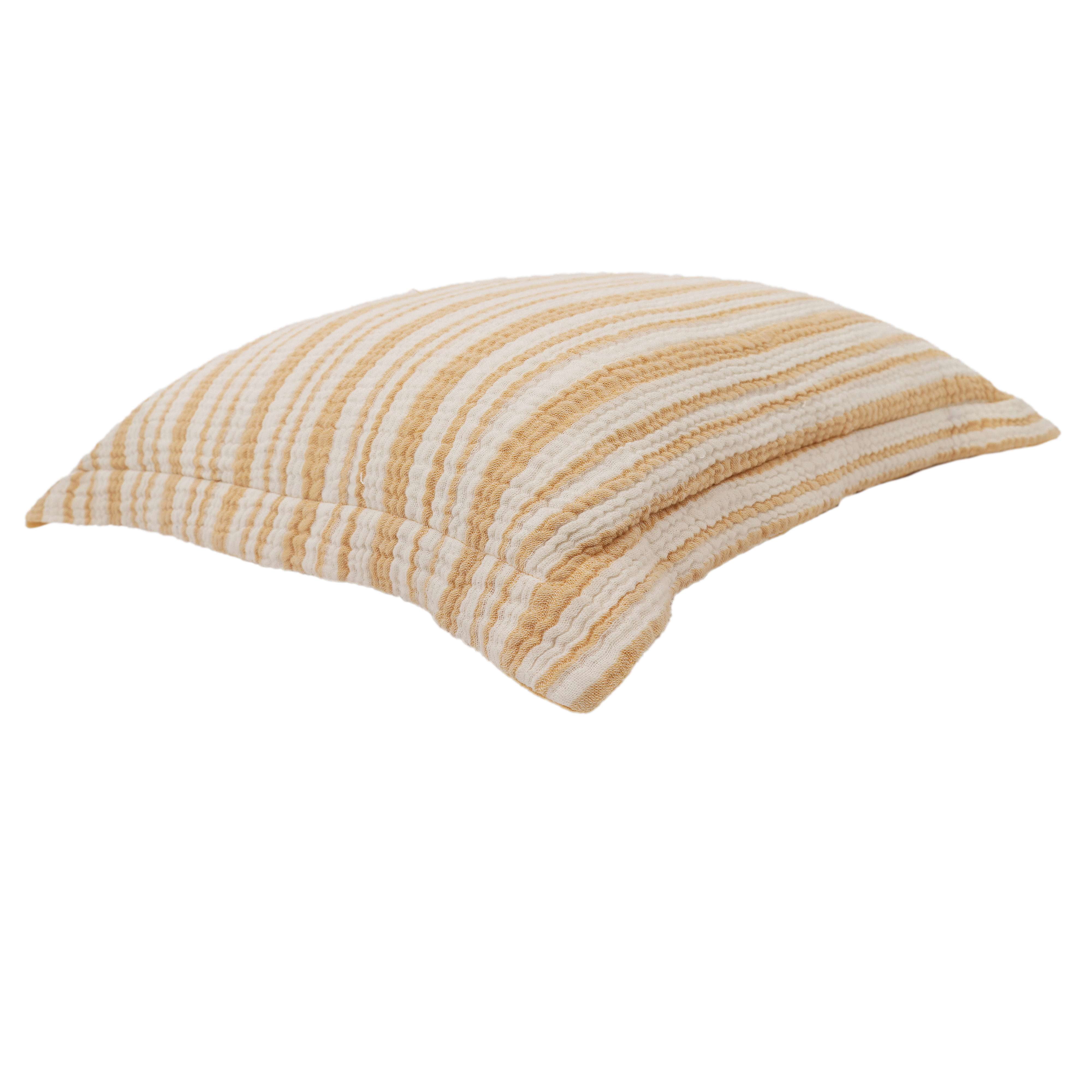 Better Homes & Gardens 20 in x 20 in Yellow Gauze Stripe Throw Pillow