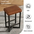 thumbnail image 3 of Counter Height Bar Stools Set of 2, 24.6 Inch Barstools for Kitchen Island Counter, PU Leather Kitchen Stools with Thick Saddle Seats & Heavy Duty Metal Base, Easy Assembly, All Brown, 3 of 7
