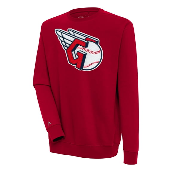 Men's Antigua  Red Cleveland Guardians Victory Crewneck Chenille Pullover Sweatshirt