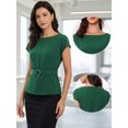 thumbnail image 2 of DARING DIVA Women's Cap Sleeve Top Boat Neck Belted Peplum Tops XL Dark Green, 2 of 7
