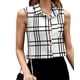 thumbnail image 1 of Camisas Sin Mangas con Botones para Mujer, Blusas Informales de Negocios con Cuello en V y Cuello Halter. M, 1 of 8
