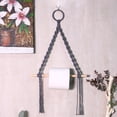 thumbnail image 1 of Macrame Toilet Paper Holder Towel Rack,Lace Wall-Mounted Toilet Paper Holder, Antique Wooden Rope, Wall-Mounted Towel Rack,for Bathroom Decoration, with Hanging Ring - Gray, 1 of 2