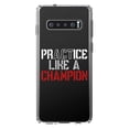 thumbnail image 1 of DistinctInk Clear Shockproof Hybrid Case for Samsung Galaxy S10+ PLUS (6.4" Screen) - TPU Bumper Acrylic Back Tempered Glass Screen Protector - Practice Like a Champion, 1 of 2