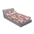 thumbnail image 2 of Rose Pattern Fitted Sheet & Pillow Sham Set, Autumnal Inspirations Delicate Flowers Vintage on Striped Back, Decorative Printed 2 Piece Bedding Decor, Twin, Pale Pink Cinnamon Blush, by Ambesonne, 2 of 2