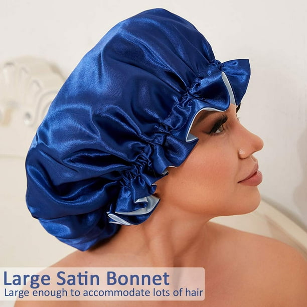 Bonnet de nuit en Satin pour femmes, 2 pièces, réglable, en soie