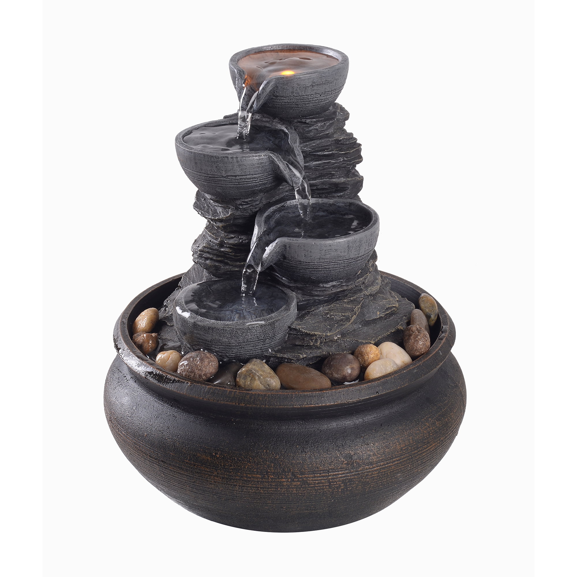 Peaktop Table top fountain with LED light Stone Grey