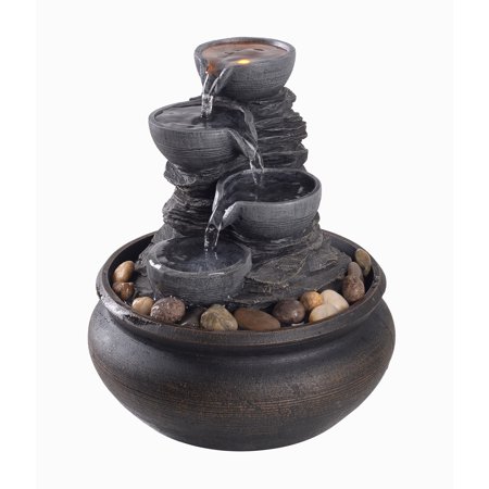 Peaktop- Table top fountain with LED light- Stone Grey