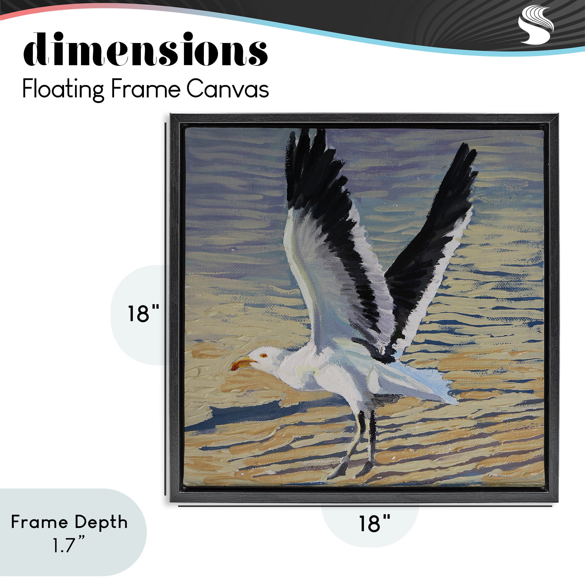 Stupell Industries Seagull Taking Flight Black Framed Floater Canvas Wall Art, design by Violeta Vollmer