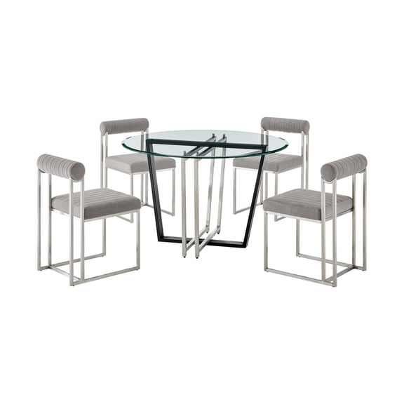 Devi Anastasia 5 Piece Round Glass Dining