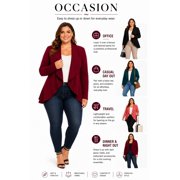 Women's Plus Size Casual Long Sleeves Open Front Solid Office Work Wear Blazer Jacket