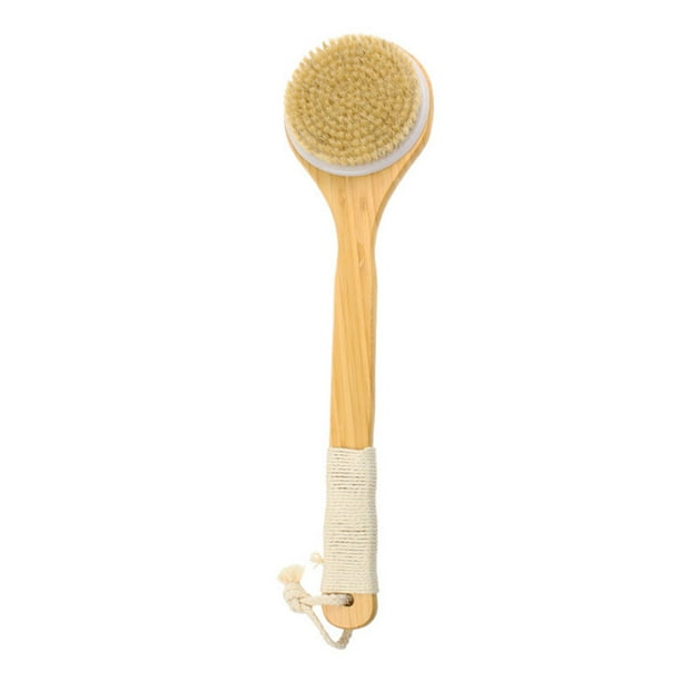Cepillo de ducha con cerdas, exfoliante corporal de bambú, masajeador de espalda para hombres y mujeres
