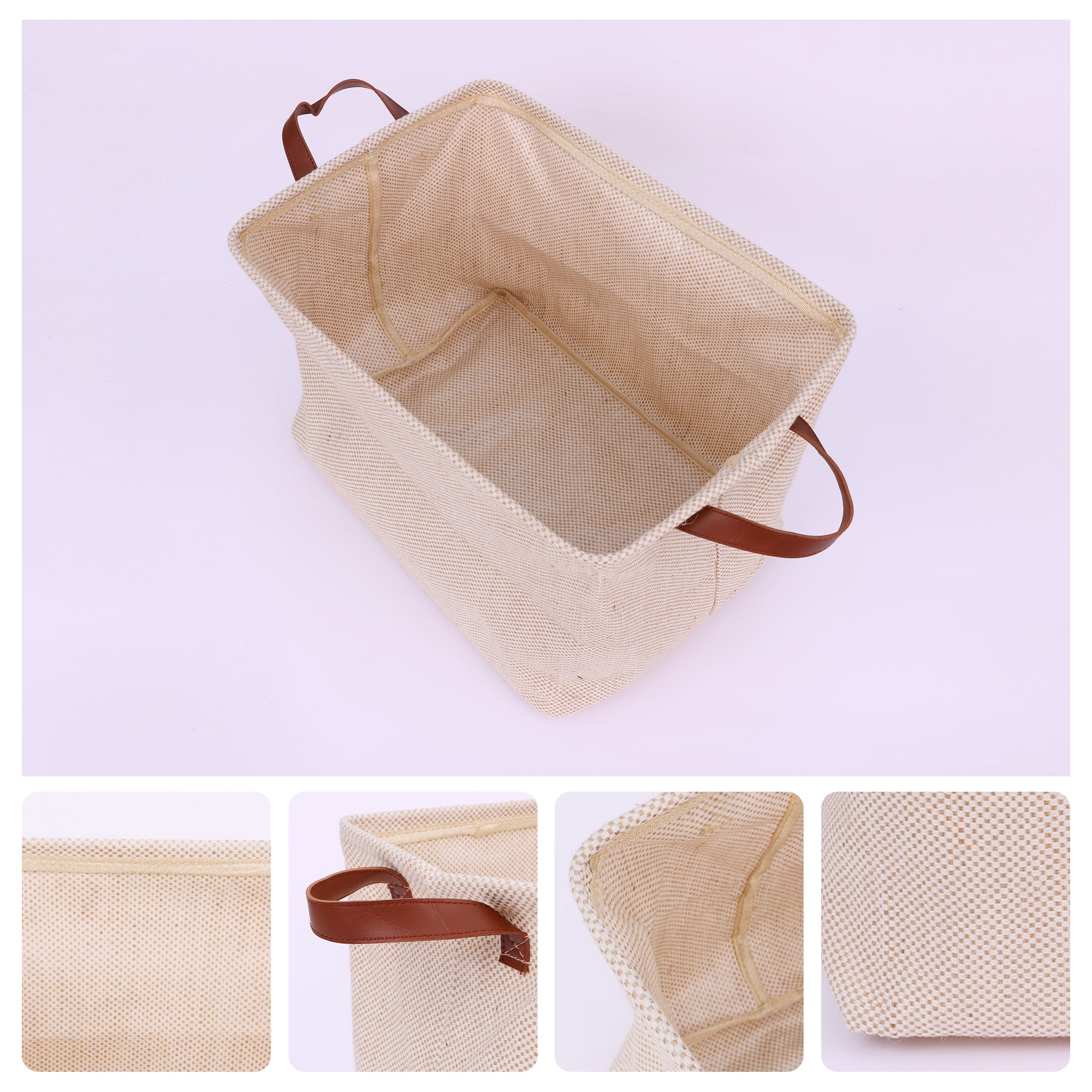Unique Bargains Fabric Storage Cube Storage Bin Storage Basket Beige Dot