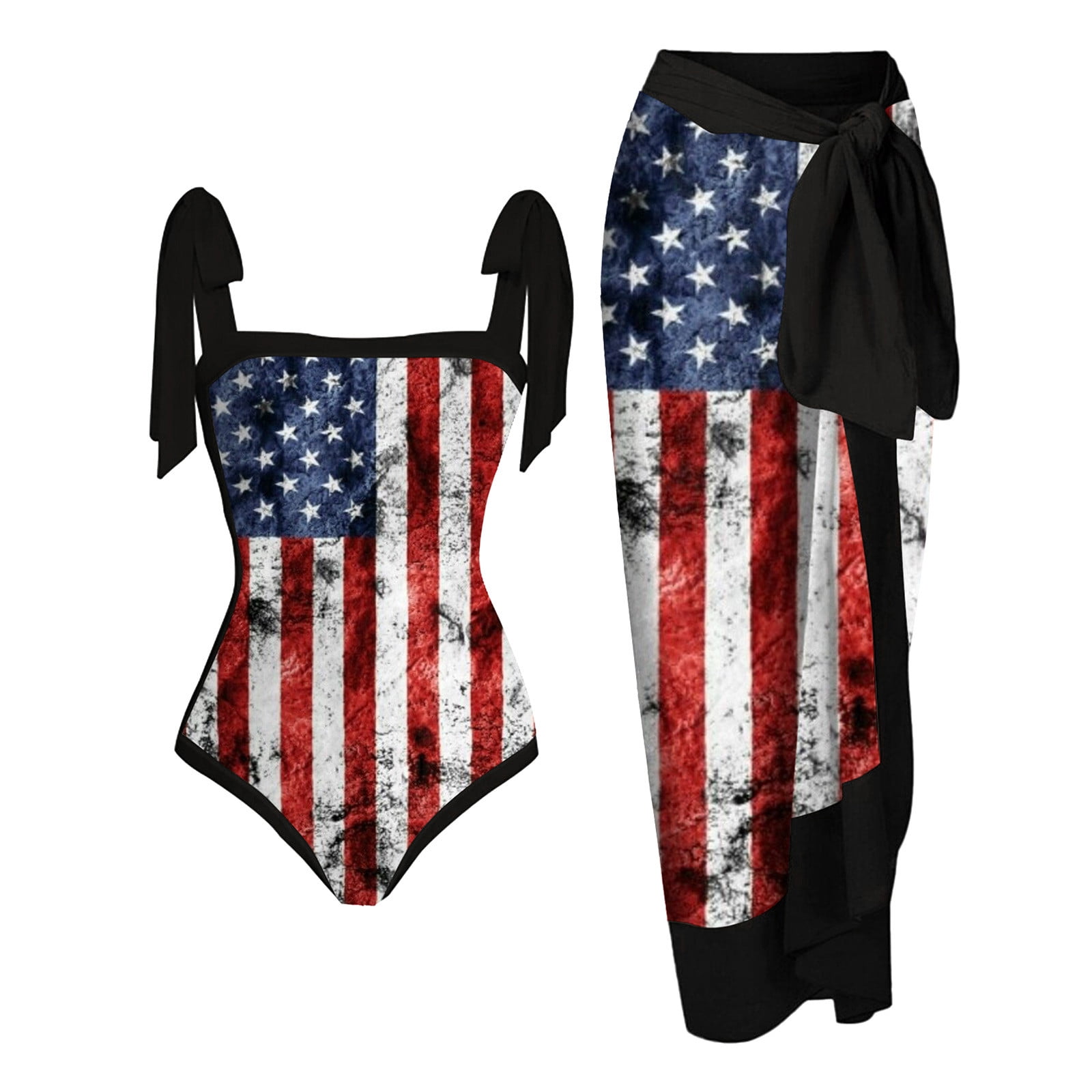 Fanxing American Flag Two Piece Bathing Suit Women Monokini Swimsuit ...