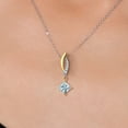 thumbnail image 3 of Gem Stone King 925 Silver and 10K Yellow Gold Sky Blue Aquamarine and White Lab Grown Diamond Pendant Necklace for Women | 0.53 Cttw | Gemstone March Birthstone | Princess 5MM | With 18 inch Chain, 3 of 6