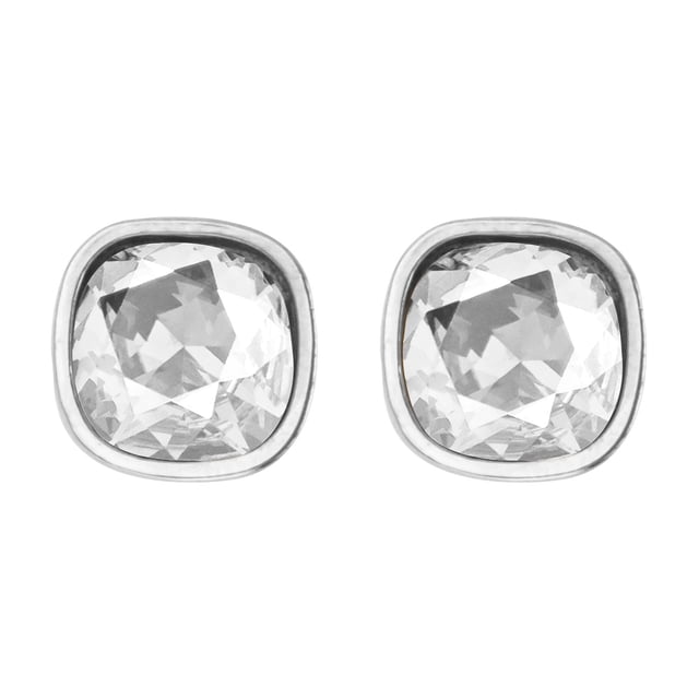 Arete para Mujer con Cristal Fino Swarovski en Forma de Cuadrado Chico – Bañado en Rodio– Arete Elegante y Brillante, Aretes de Mujer de Moda– Joyería para Mujer de Moda– Regalo especial Ortiz Espinosa Temporada