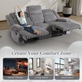 thumbnail image 3 of Reclining Loveseat Recliner Sofa Couch 3-Seater, Double Manual Recliner with Flipped Middle Seatback, Storage Pocket, Cup Holders, Hidden Charging Ports, for Living Room, 3 of 8