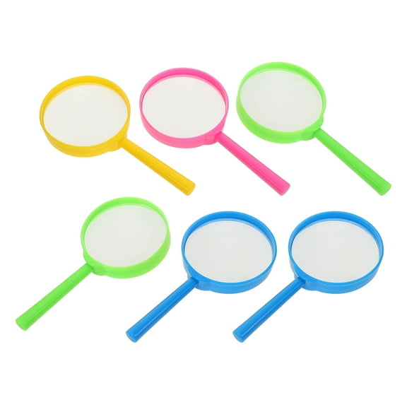PBPBOX 6Pcs Small Magnifying Glass for Outdoors White Plastic Magnifying Glasses for Observation
