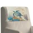 thumbnail image 2 of COEQINE Non-Slip Recliner Headrest Protector Faux Leather Recliner Headrest Covers Head Rest Covers with Adhesive Backed Hook and Loop Straps, 17x27 Inch, Sea Turtle Starfish Vintage, Set of 3, 2 of 7