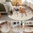 thumbnail image 5 of Brown Eucalyptus Leaves Round Area Rug 5Ft Washable Circle Rugs for Living Room Bedroom, Spring Leaves Plants Country Beige Non-Slip Carpet Floor Mats Indoor Outdoor Carpet Runner Home Decor, 5 of 8