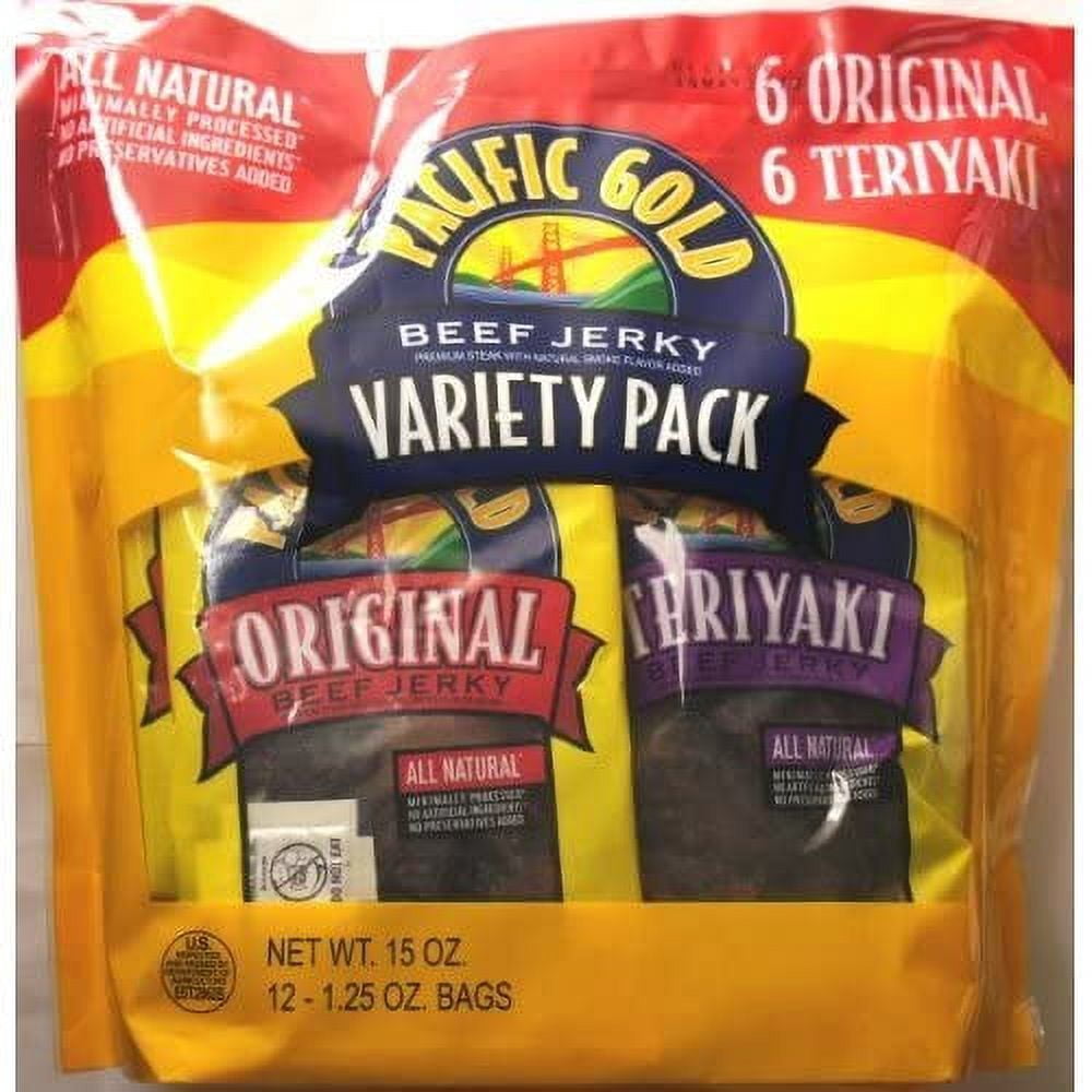 COS-SL 12 Variety Pack HHA1&nbsp;Pacific Gold Beef Jerky Premium Streak All Natural of 1.25 Bag