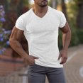 thumbnail image 5 of Yaoyar Mens Solid Color Compression Training Stretch Short Sleeve V-Neck Performance Top Athletic Fit Quick Dry Workout V Neck Shirt, 5 of 8