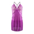 thumbnail image 4 of Elvqul Womens Nightgowns Sleepwear Nightshirts Sleeveless Silk Halter Camisole Purple Sleep Dresses, 4 of 5