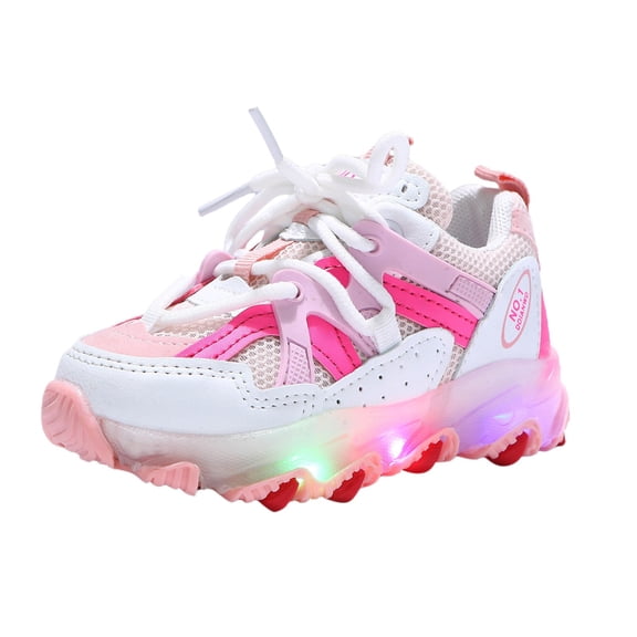huajiao Toddler Baby Light Up Shoes Sparkly Anti-𝗦lip Sneakers Unisex Spring Mesh Breathable Lightweight 𝗪alker 𝗙lats