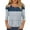 Dark Blue, variant on Women's Fashion Casual Three-Quarter Sleeve Button Plaid Striped Print Round Neck Top, Chic Blouse for Women,Gray,S