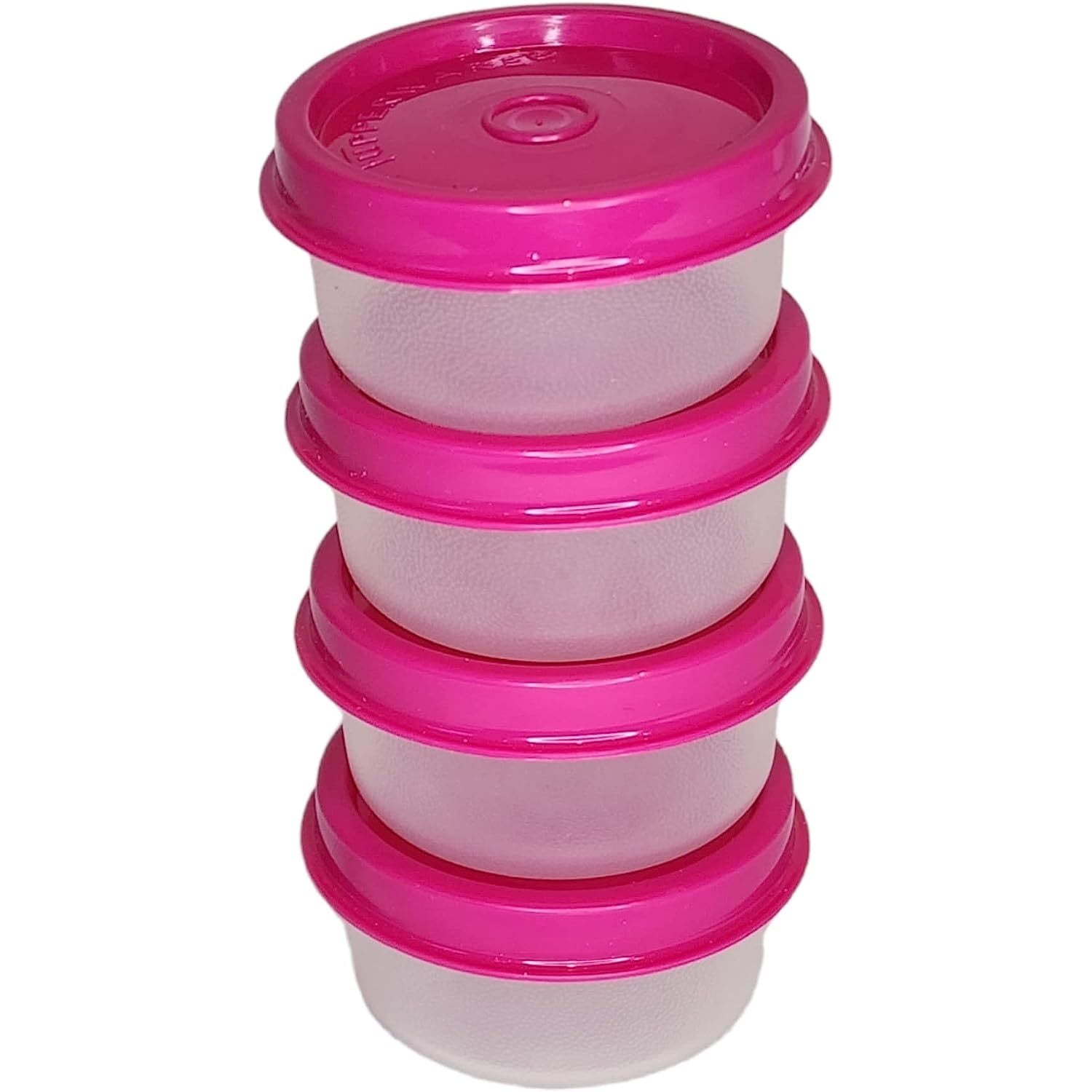 TYAPCS Set of 4 Smidgets Tiny 1 oz Containers Sheer with Pink Lids