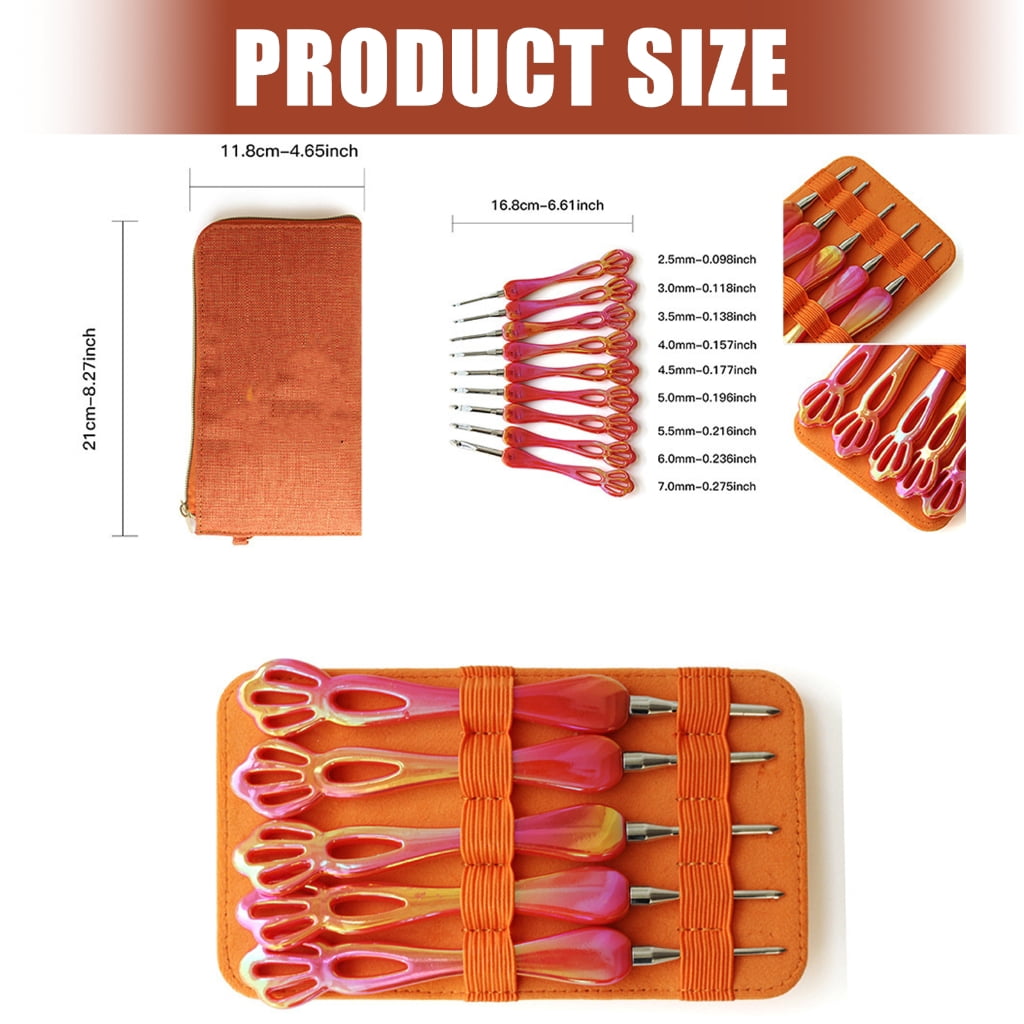 9Pcs Acrylic Handle Crochet Hook Ergonomic Knitting Crochet Hook for Beginner