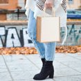 thumbnail image 4 of husxh Women Burlap Jute Tote Bag Large Capacity Canvas Grocery Tote Handbag Contrast Color Ladies Outdoor Handbag, 4 of 9