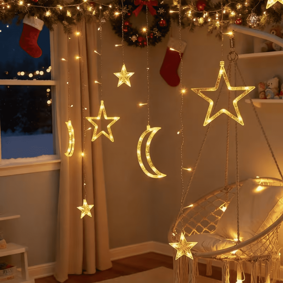Warm Yellow Curtain Lights With 148 Led Solar Curtain Lights (Usb Charging Type) Including 8 Lighting Modes Timer Suitable For Gardens, Terraces, Pergolas, Porches, Windows, Backyard Tents
