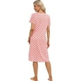 thumbnail image 4 of WBQ Women's Nightgown Sleepshirts Short Sleeve Button Down Nightshirt Crewneck Comfy Polka Dots Loungewear Casual Mid-Length Sleepwear,Pink M, 4 of 9