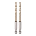 thumbnail image 1 of 2uds 1/4" Hexagonal Vástago Taladros 3,2mm Titanio Taladro Brocas Juego M35 Alta Velocidad Acero Helicoidal Taladro 85mm Largo para Madera, Inoxidable Acero, Metal, 1 of 5