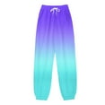 thumbnail image 2 of Blue Sweatpants Women Fashion Pants for Women Casual Gradient Print Bottom Sweatpants Pockets High Waist Sporty Gym Athletic Fit Jogger Pants Trousers, 2 of 4