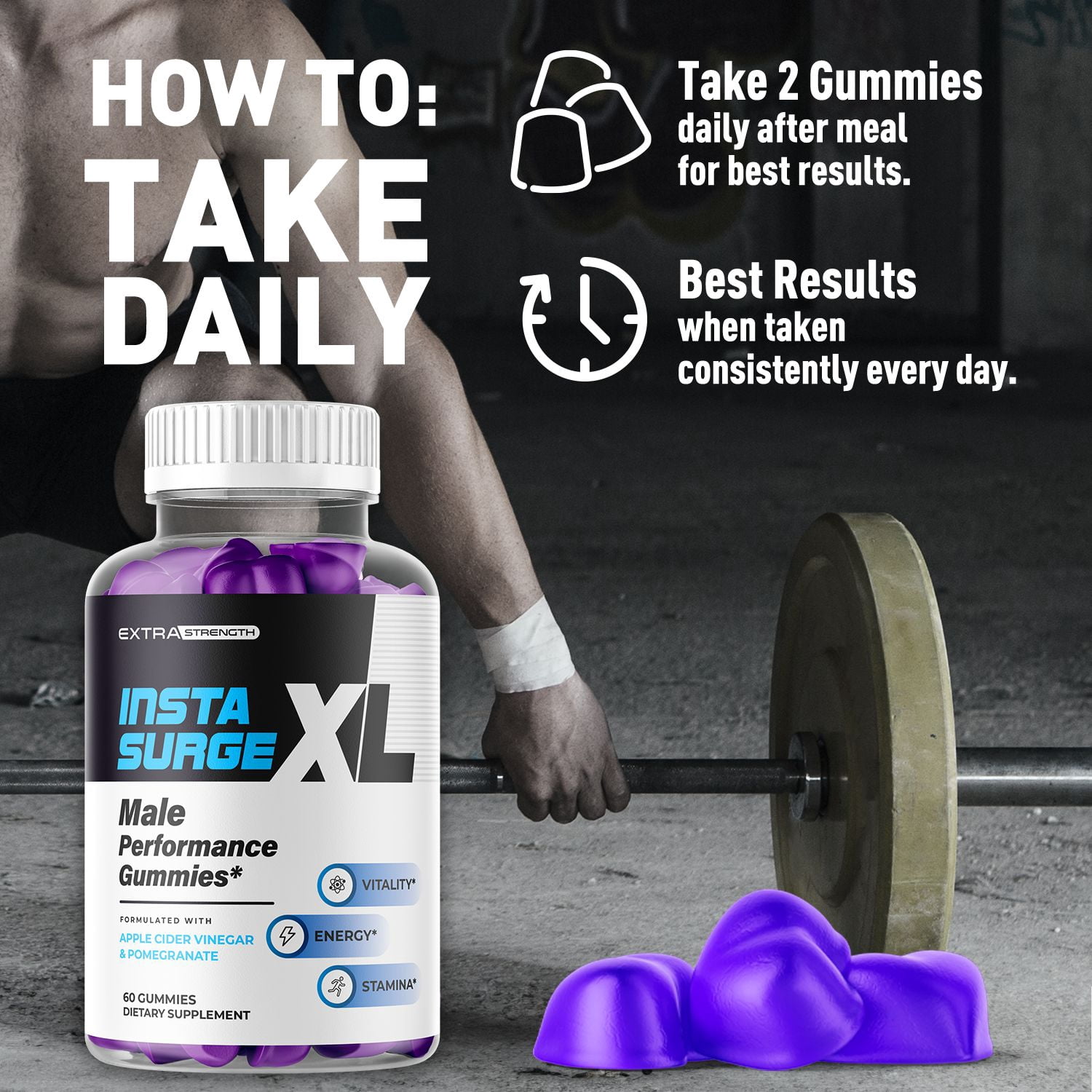 Insta Surge XL Gummies Advanced Formula All Natural Vitamin Supplement InstaSurge XL 120 Gummies