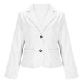 thumbnail image 5 of Otntypg Women's Business Casual Cropped Blazer Notch Lapel Collar Open Front Long Sleeve Single Breasted Work Office Suit Jacket White S, 5 of 10