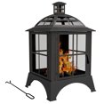 thumbnail image 1 of Outsunny Foyer Extérieur de 28 Pouces avec Tisonnier, Foyer au Bois Style Cheminée, Noir, 1 of 10