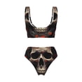 thumbnail image 2 of Honeii Vintage Butterfly Flower Skull Print Women’s Bikini Set,Two Piece Swimsuit Bathing Suits,Stylish High Elasticity Swimwear for Beach and Pool, 2 of 7