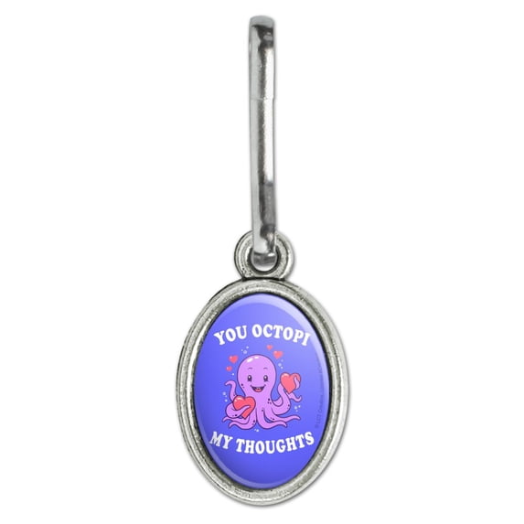 You Octopi My Thoughts Occupy Octopus Funny Humor Antiqued Oval Charm Clothes Purse Suitcase Backpack Zipper Pull Aid