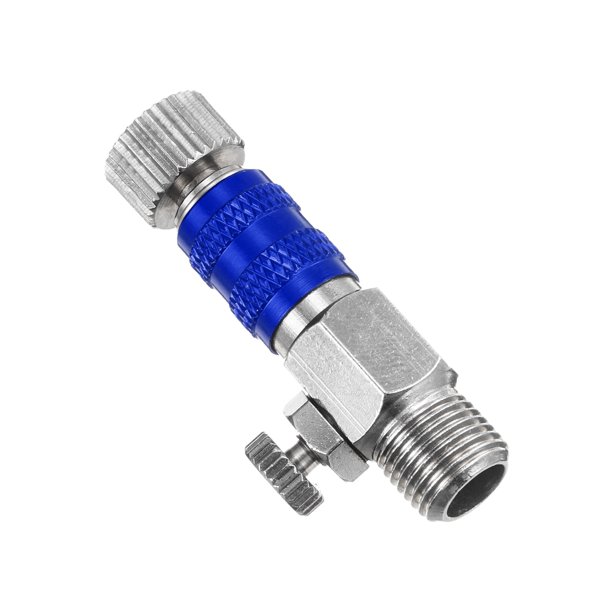 Adaptadores de conector de aerógrafo de 1/8, 1 pieza de válvula de control de flujo de aire de conexión rápida de aerógrafo, azul